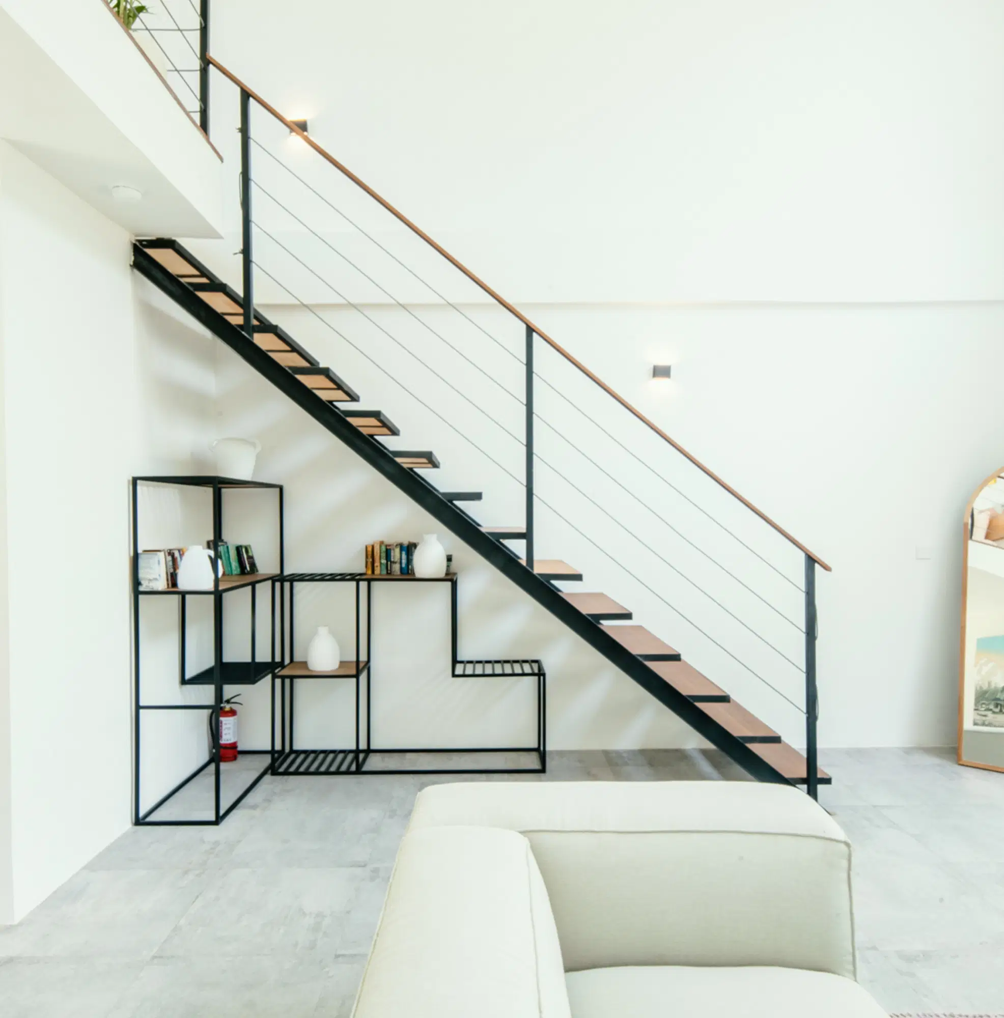 Minimalist loft interior in Bali for long-term stay